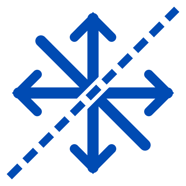 Vodeodolný symbol s štyrmi smermi a diagonálnou čiarou pre odolnosť voči vode.
